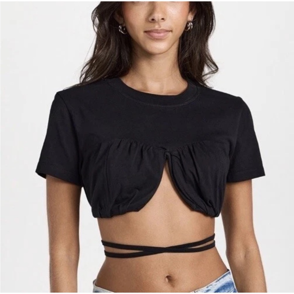 Jacquemus Black Crop Top with Wrap Detail Size S